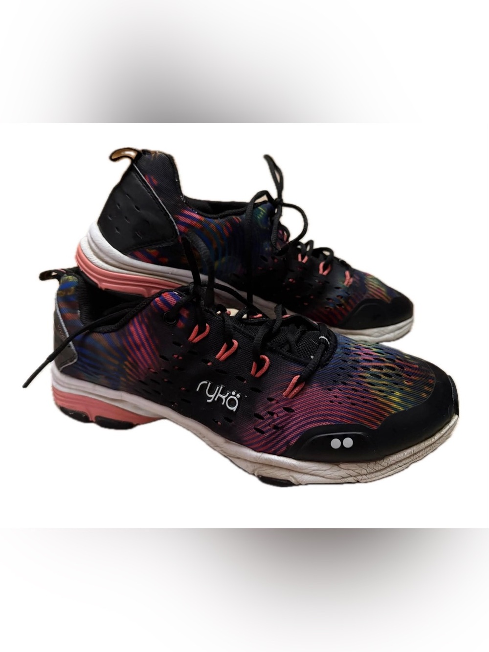 Ryka Women's Black Multicolor Athletic Sneakers with Pink Accents